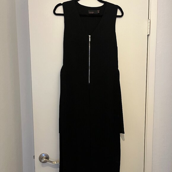 Wish Black Mini Dress with Midi Mesh Overlay - Picture 1 of 6